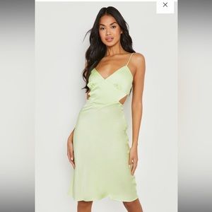 Boohoo SATIN CUT OUT MIDI SLIP DRESS